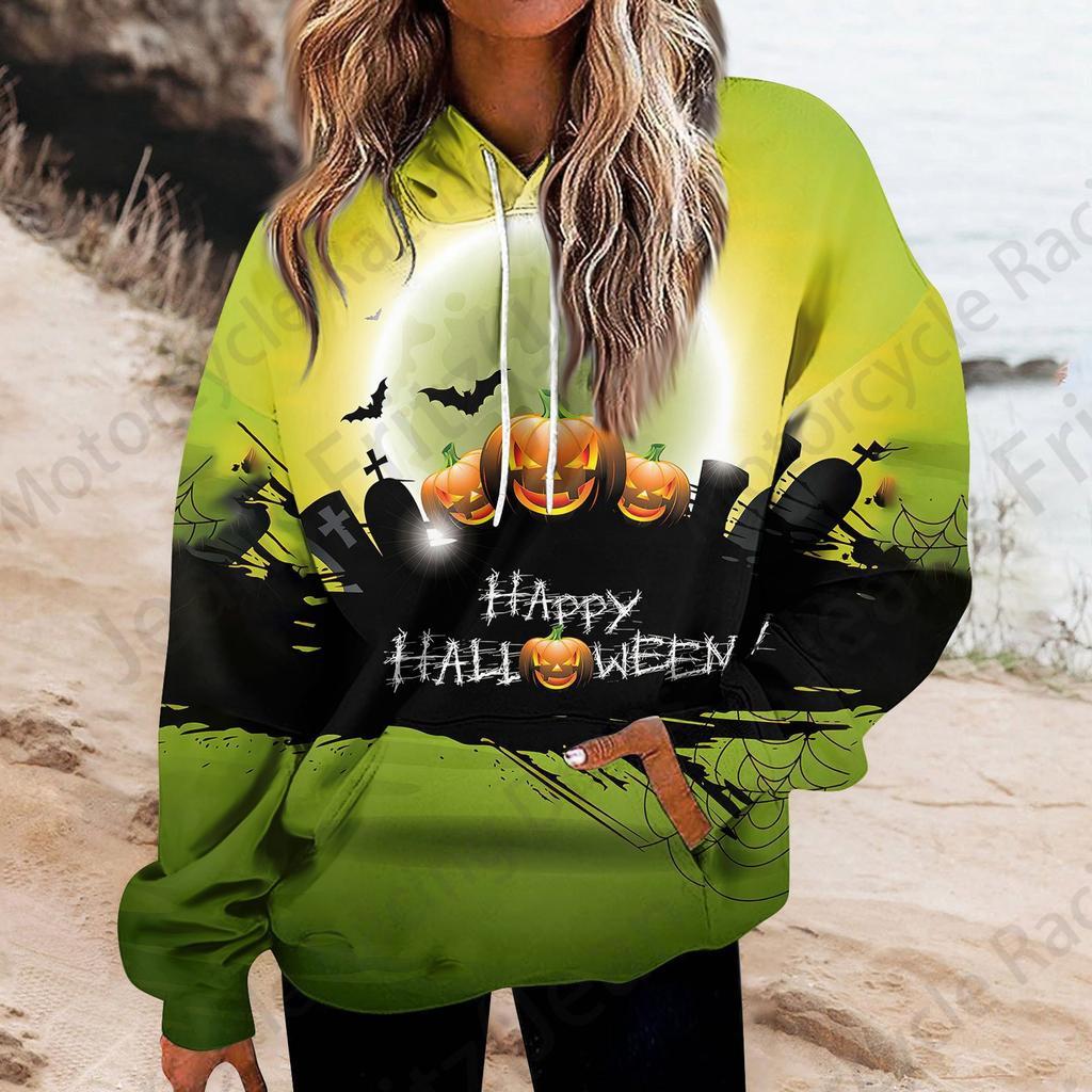 Хэллоуин 3D Печать Толстовка Женская Мода Большие Толстовки Женские Толстовки Пальто Девушка С Капюшоном Толстовка Зимний Спортивный Костюм Уличный Свободный