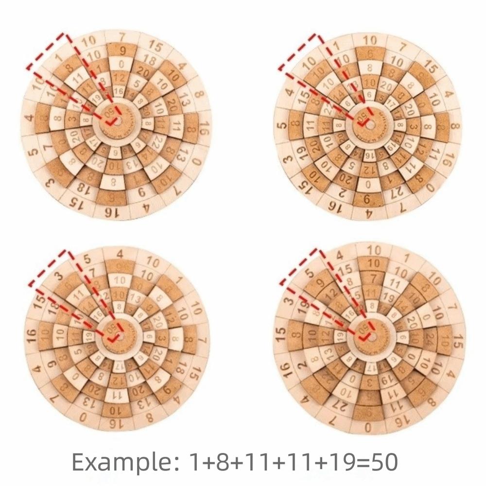 Classic Number Wooden Puzzle Round Turntable Brain Teaser Toy Number Puzzle Children Learning