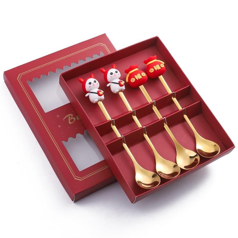 HANYANG Новогодний подарок, ложка, набор столовых приборов, кофейная ложка, фруктовая вилка, небольшой набор ложек