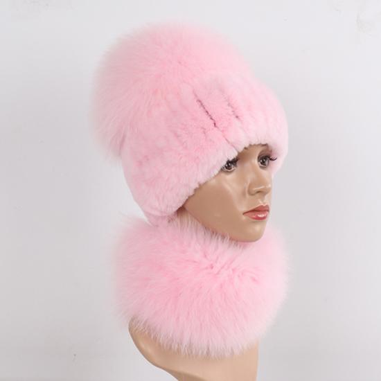 Новые зимние женские роскошные шапки из натурального лисьего меха, комплекты шарфов, натуральный мягкий вязаный теплый топ из меха кролика рекс, шапки из лисьего меха, шарфы, 2 шт.