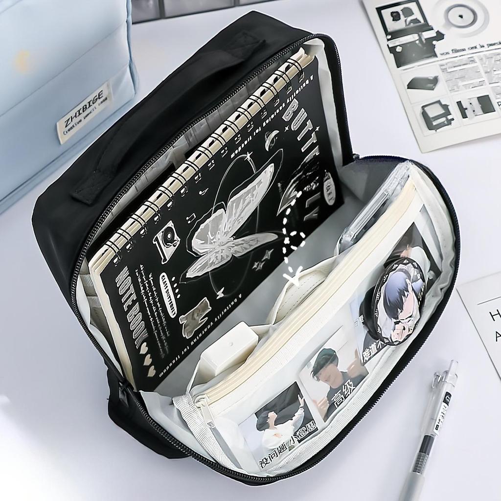 Увеличенный 11-слойный карманный пенал для ручек, сумка для ручек, простой цветной дизайн, широкое отверстие, сумка для хранения канцелярских принадлежностей, для школы, путешествий