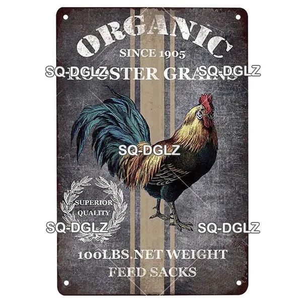 Chicken Zone Metal Sign Vintage Metal Plaque Plates Decor For Pub Bar Garden Wall Decor Tin Signs Fresh Eggs Poster