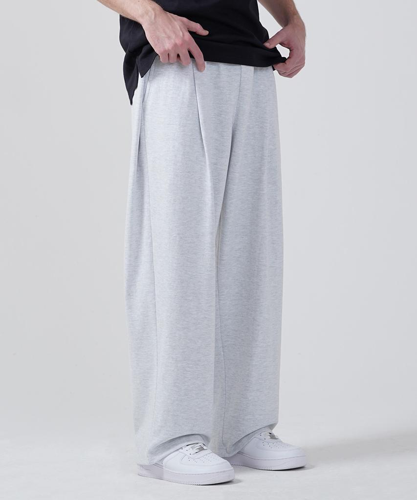 GAKKAI UNIONS Double Pintuck Wide Sweatpants White Melange
