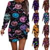 Women's Round Neck Halloween Long Sleeve Hip Dress Sweater Dress