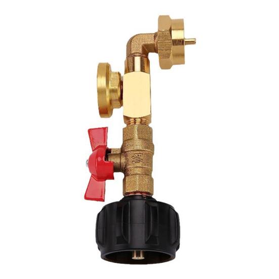 Переходник для заправки пропаном с манометром для баллонов на 1 фунт, 90-градусный переходник для заправки пропаном без инструментов QCC1 с клапаном