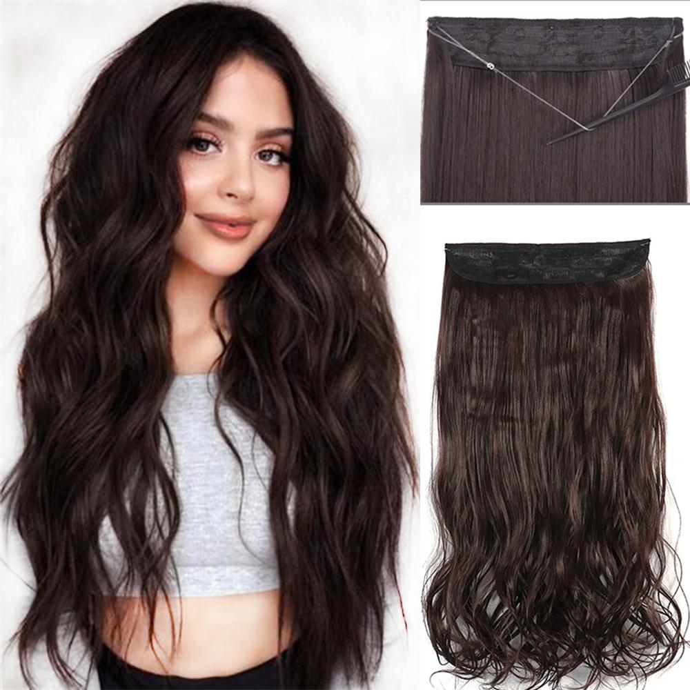 XINRAN Длинные волнистые волосы синтетические невидимые накладные волосы натуральные скрытые секретные накладные волосы для женщин ежедневное использование