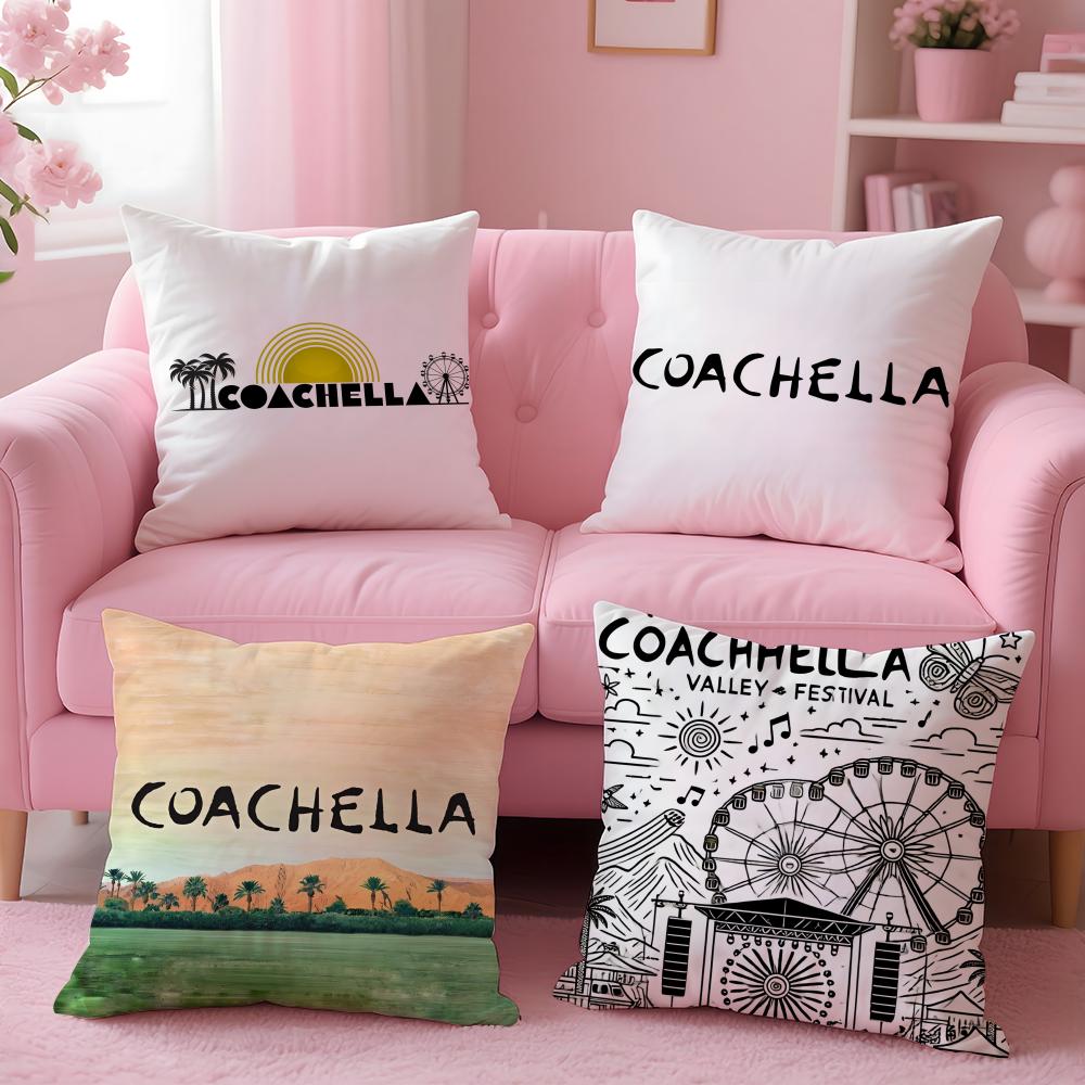 Чехол на подушку Музыкальный фестиваль Coachella Плюшевая ткань Мягкий Двусторонний Печатный Диван Теплый Зимний Домашний Подарок Наволочка