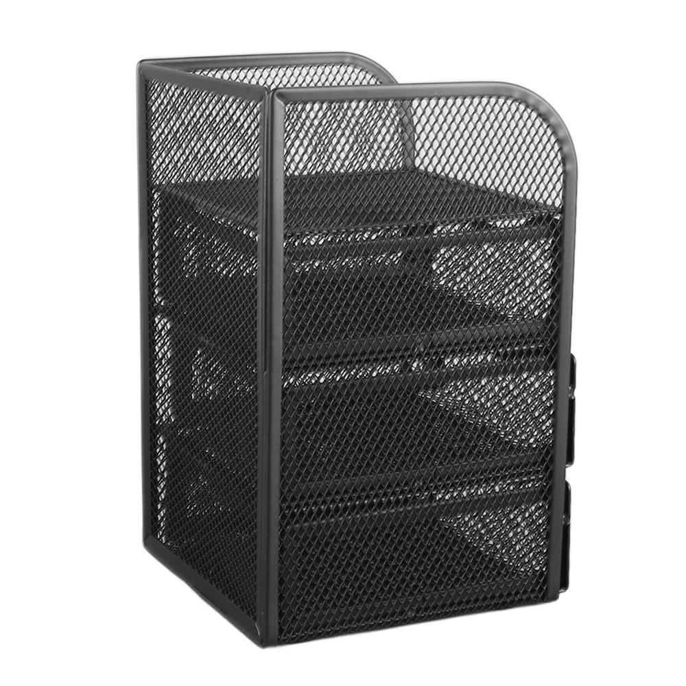 Black Desktop Organizer Metal Stationery Organizer Pen Container Desk Organizer For Home