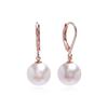 E465 10mm White Pearl Rose Gold Leverback Earrings