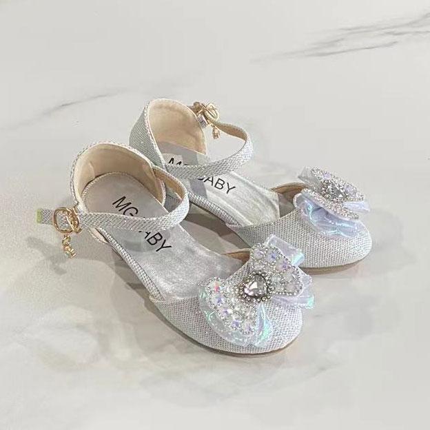 Элегантные босоножки Мэри Джейн на низком каблуке для девочек на вечеринку и свадьбу 2024 года, летние новые модные босоножки принцессы со стразами и бантом