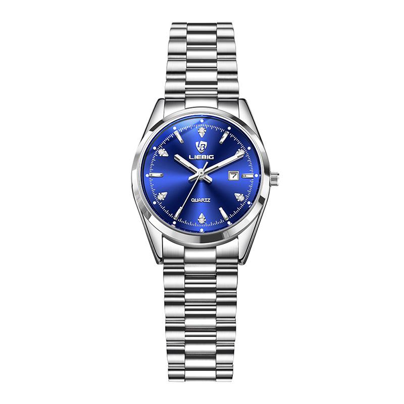 Leibinji LIEBIG Новые мужские часы с календарем и стальным ремешком Водонепроницаемые кварцевые часы Парные часы