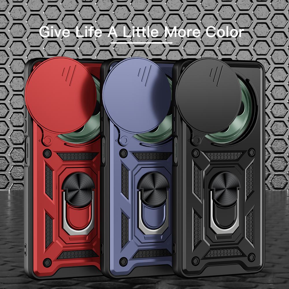 KEYSION Противоударный чехол для OPPO Reno12 F 5G Slide Push Pull Camera Защитное кольцо Подставка для телефона Задняя крышка для OPPO Reno 12 F 5G