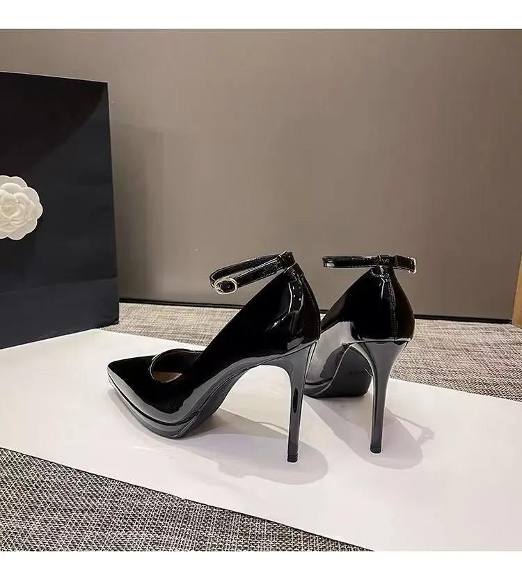 Fashion Spring Autumn Casual Sexy Solid Color Banquet Buckle High Heels Fashion Pointed Elegant Comfort Stilettos Women's Shoes