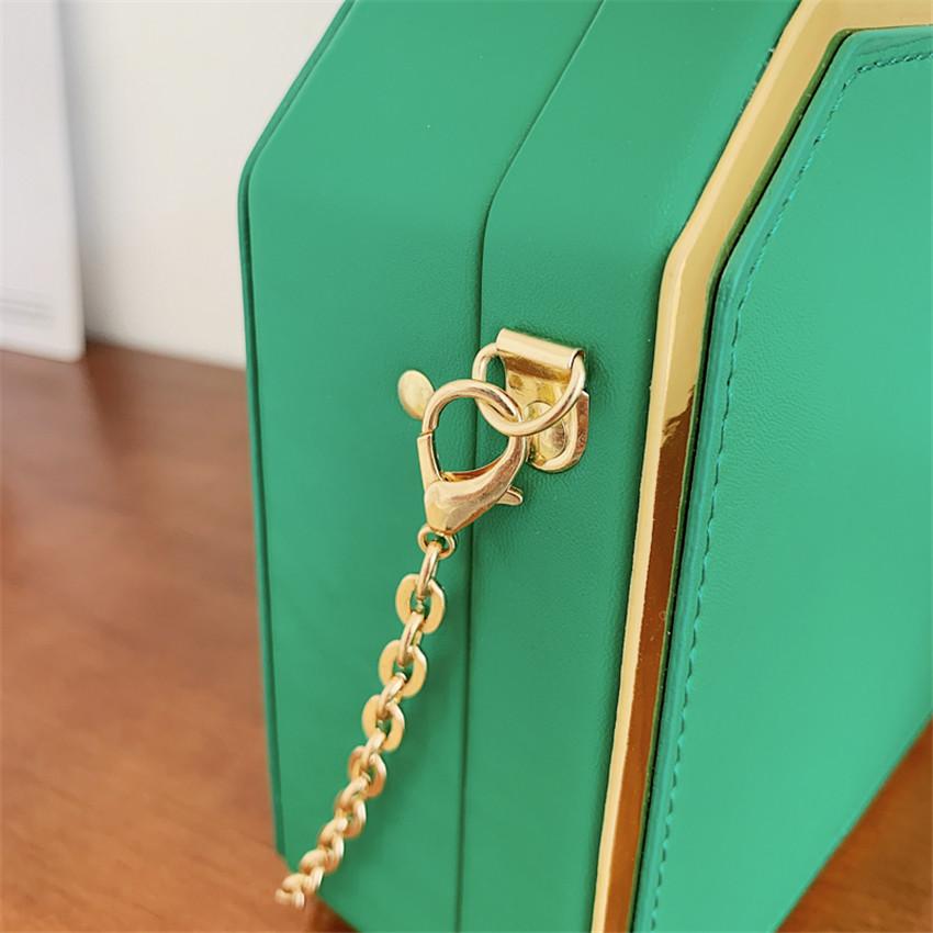 Fashion Designer Metal Square Bag Ladies Small Cell Phone Chain One Shoulder Crossbody Purse Box Evening Print Classical Solid