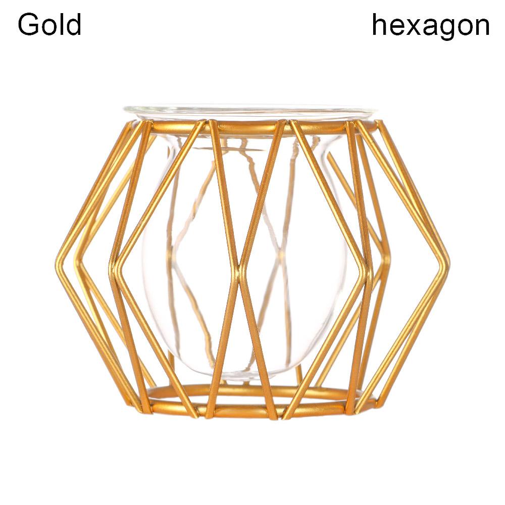 Ornament Plants Frame Hydroponic Vase Terrarium Metal Holder Glass Planter Iron Geometric Pattern