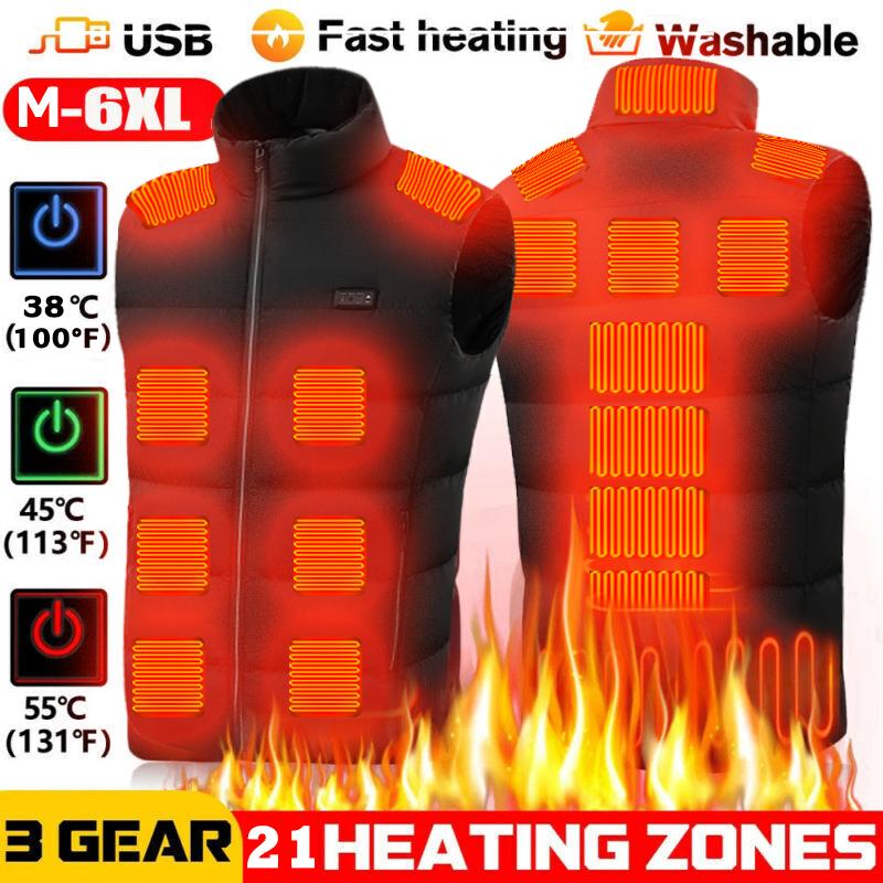 Men Electric Vest Heated Jacket Usb Winter Body Warmer Windproof Gilet Coat Tops