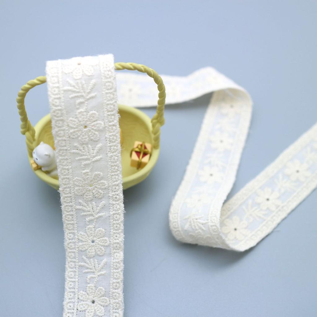 2,5 см Двусторонняя хлопковая кружевная тесьма, Хлопковое вышитое кружево, Кружевные аксессуары для детской одежды, домашнего текстиля, Изысканные кружевные аксессуары