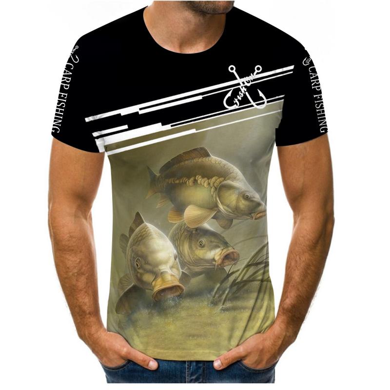 Beautiful Carp Fishing 3D All Over Print Men's T-shirt Summer Harajuku Casual Fashion Short Sleeve Top Sports Outdoor Fishing Enthusiast Clothing