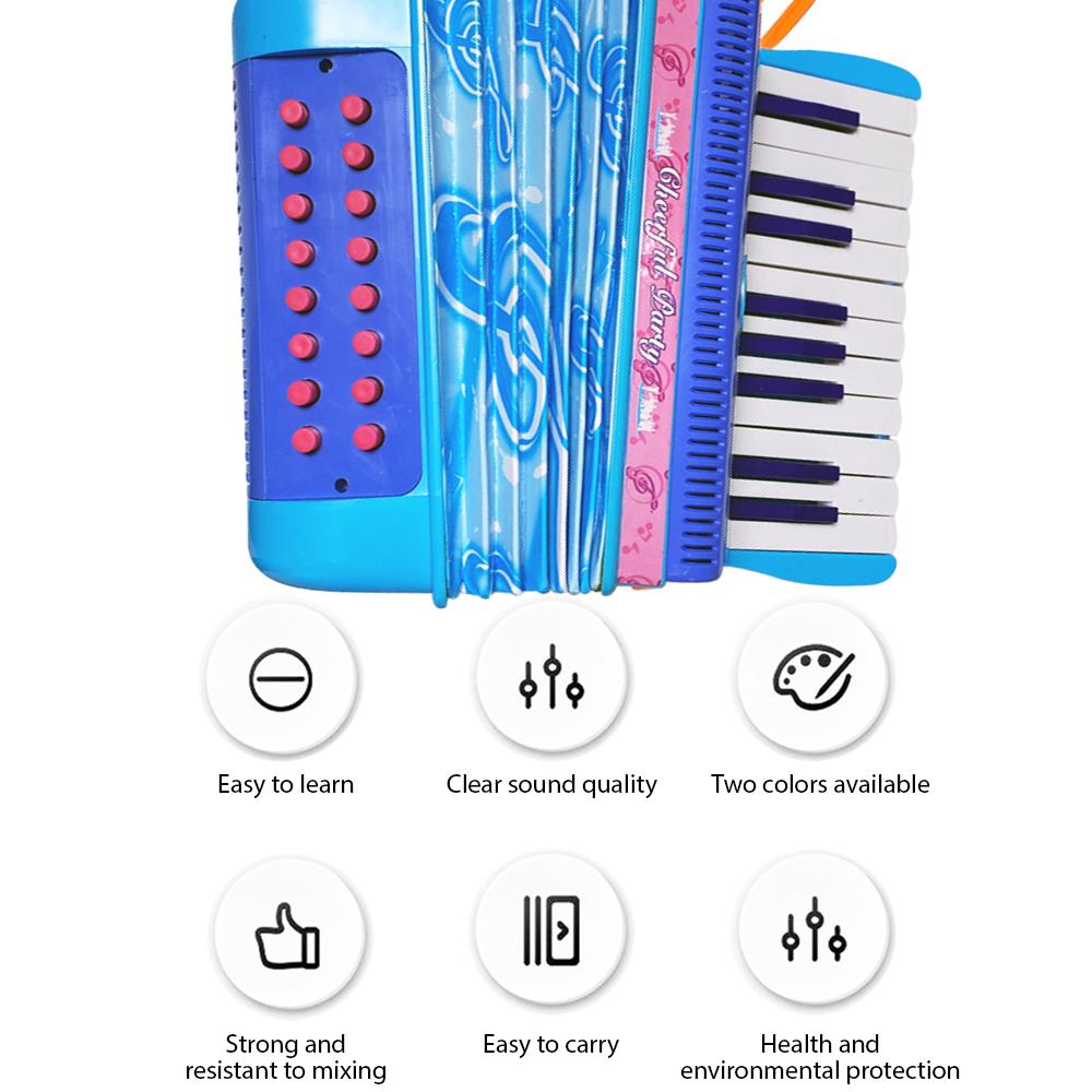 Мини 20-клавишный 16-басовый аккордеон из АБС-пластика с пряжкой, легкий кнопочный аккордеон, координация рук и глаз, сцена