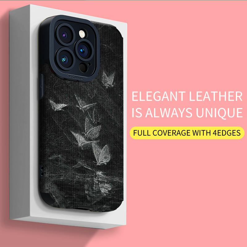 Мягкий силиконовый чехол для телефона с вертикальным зернистым рисунком и принтом бабочки, задняя крышка с объективом камеры, полная защита для iPhone