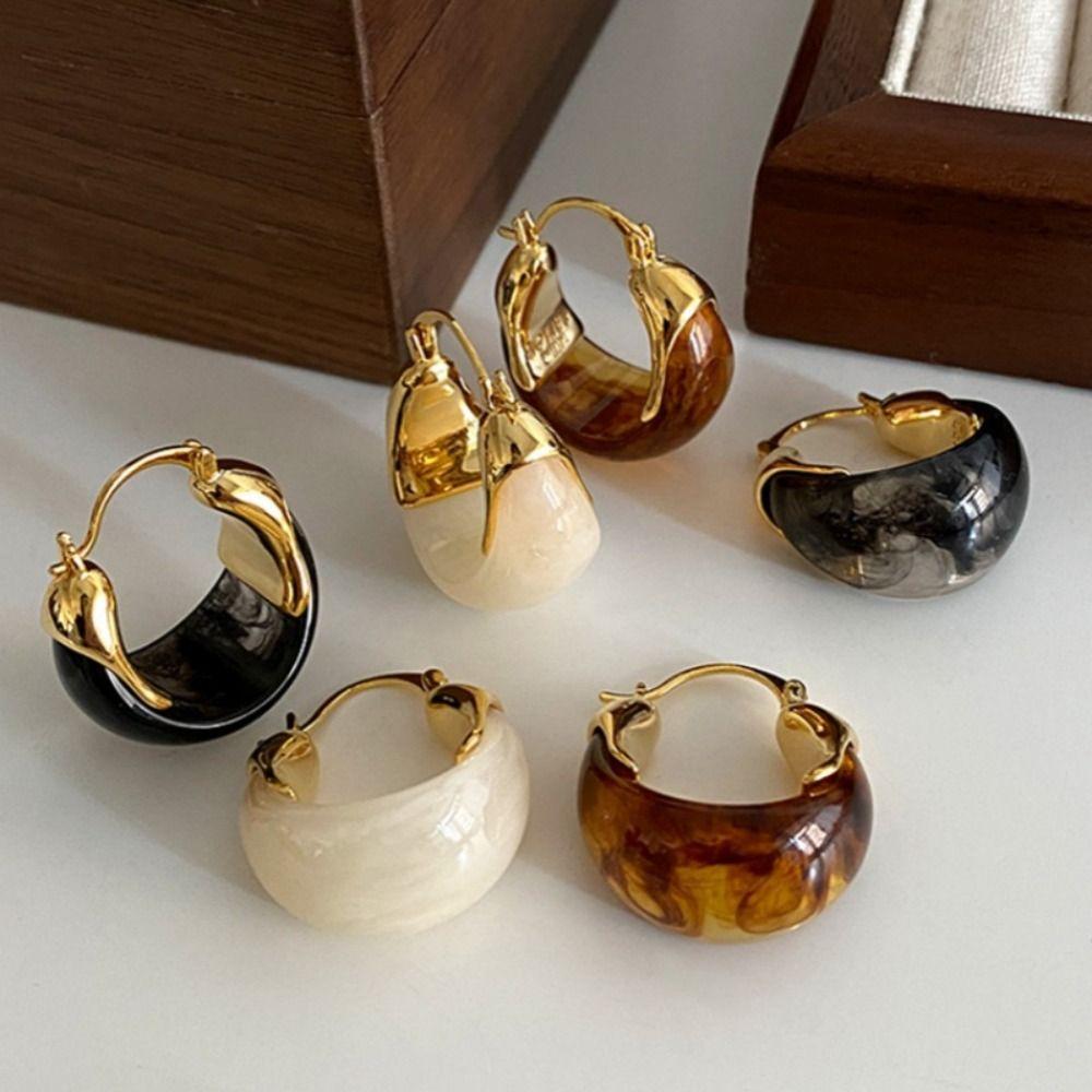 Jewelry Accessories Resin Hoop Earrings Zinc Zinc Alloy Hoop Ear Buckle Elegant Round Earring Women