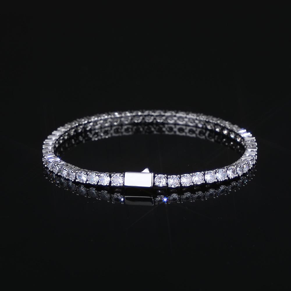 Accessories Spring Buckle Single Row Diamond Tennis Chain Zircon Bracelet Trendy Brand Hip Hop Men's Bracelet Accessories