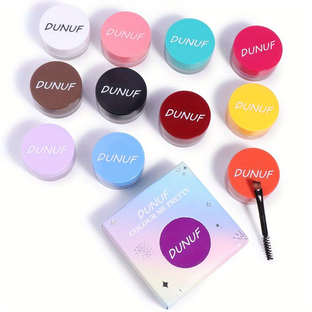 18-Color Cream Pigment Makeup Set with Brush & Brow Spoolie – Multi-Purpose Eyeshadow, Eyeliner, Brow, Face Paint & Hair Dye – Vibrant, Waterproof,