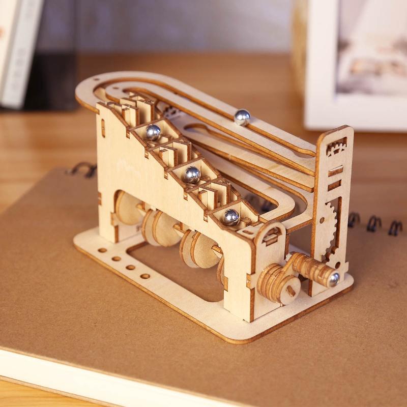Спиральная горка для шариков 3D деревянная головоломка: Механический набор для сборки DIY-модели для занятости мозга взрослых и подростков.