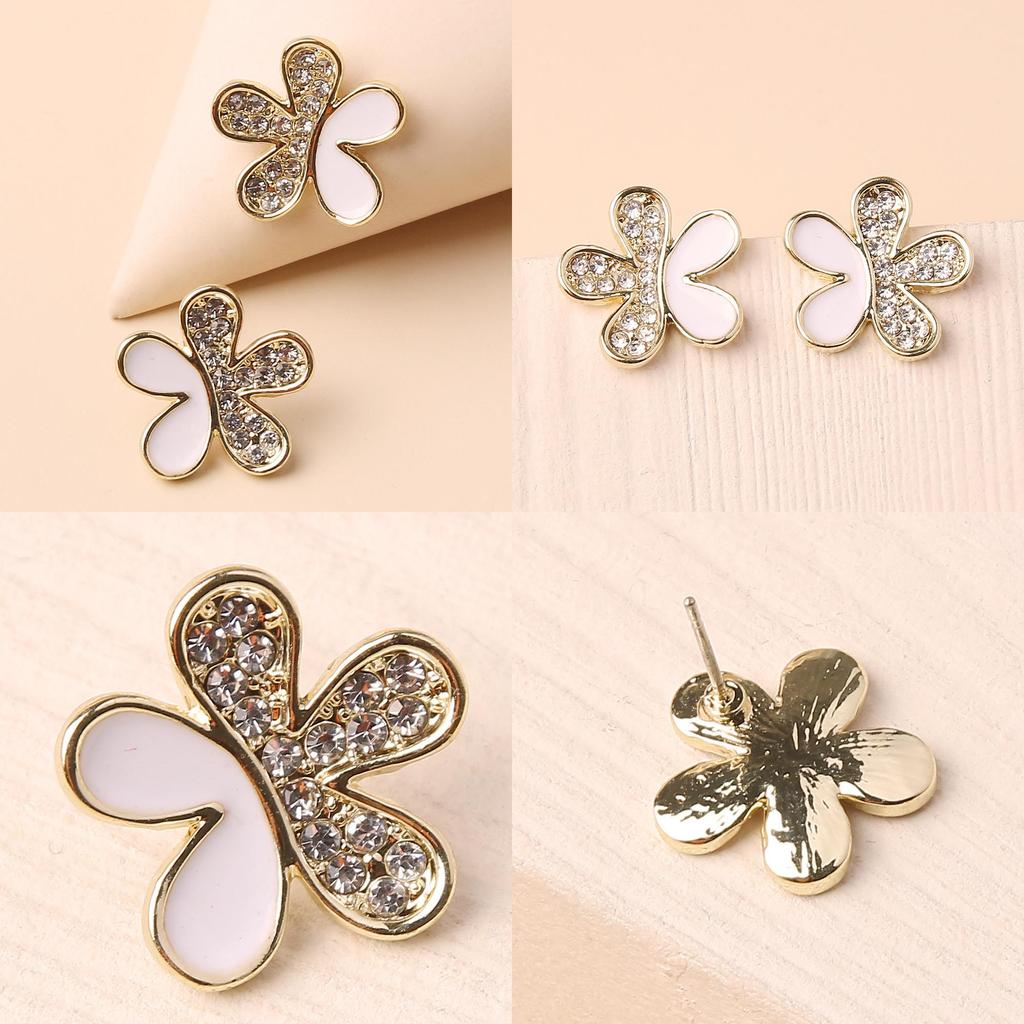 Jewelry Gift For Women Summer Floral Metal Earrings With Detail Sparkling