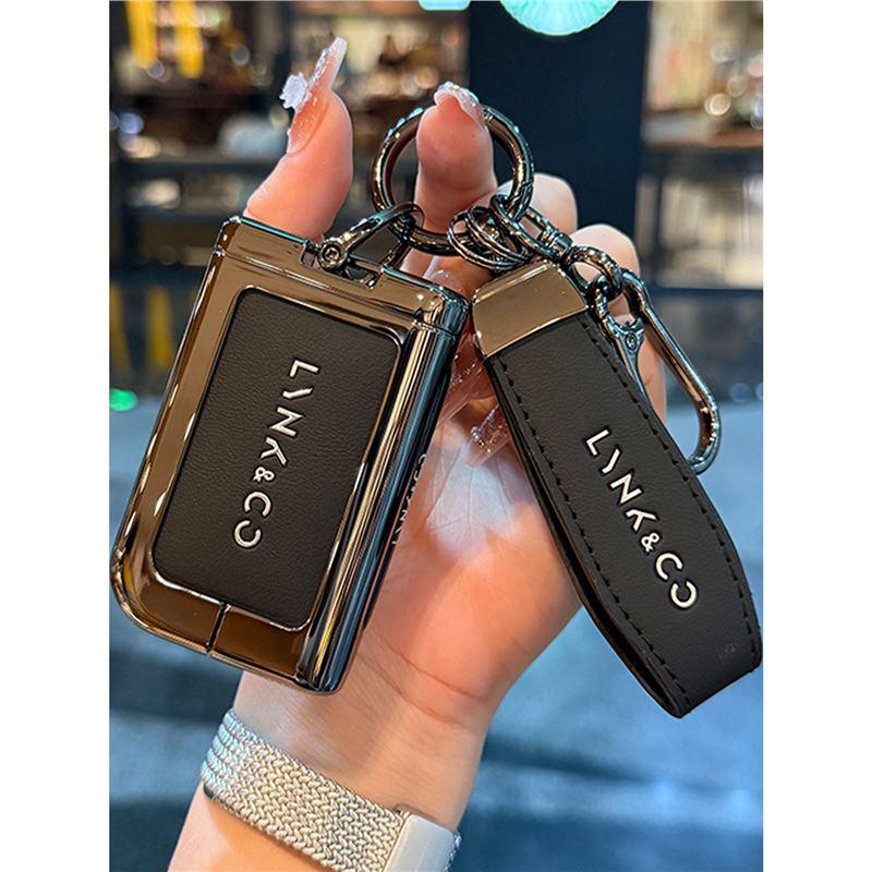 High-End Leather Metal Key Case: Fits Lynk & Co Models 03, 07, 09 - Full Coverage Protection for Remote Key Fob