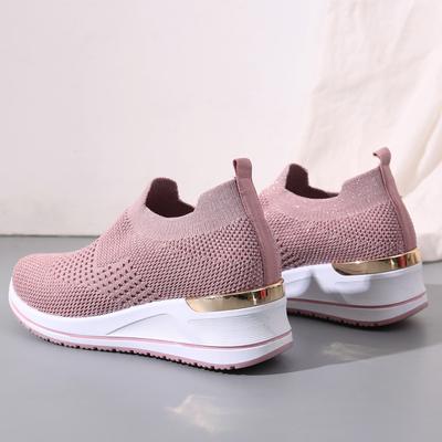 2024 Stretch Mesh Knited Sock Shoes Summer Sneakers Women Slip on Platform Loafers Sport Vulcanized Wedges Shoes Women Tennis
