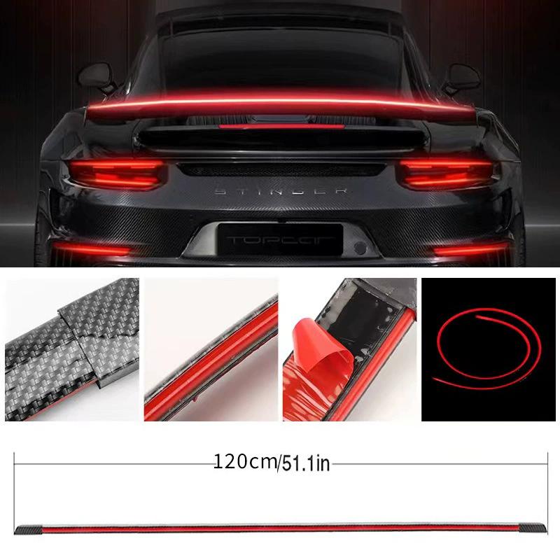 120 cm Led Spoiler Car Light For Universal Rear Wing Black Carbon Fiber The 3rd Rear Taillights Led Stop Signal Lights 12V