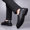 Fashion Thick Soled Office Formal Shoes Men Casual Leather Shoes Men Wear-Resistant Anti-Skid Round Toe Loafers Business Dress Footwear