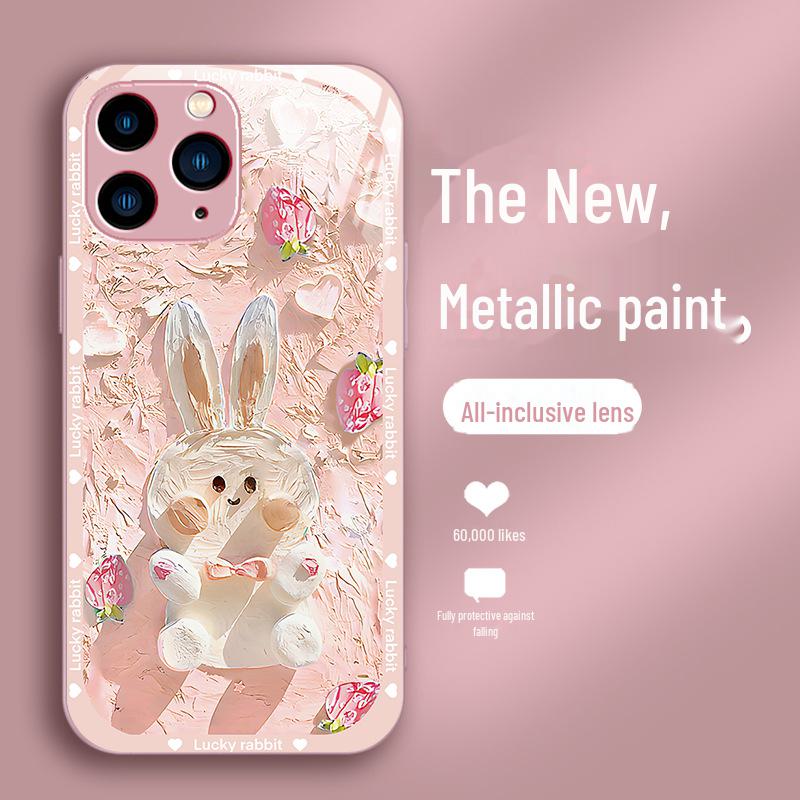 Apple 13Pro Rabbit X/XS Liquid Glass MAX Oil Painting 13 All-inclusive iPhone11 Cover