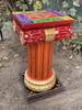 Hand Painted Wooden Chowki Pedestal Table | Indian Folk Art Statue Stand