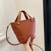 Monochromatic PU Women's Bag  Soft and Versatile  Fashionable Shoulder Bag  Elegant Simple Bucket  Elegant Crossbody Bag  High Quality  New