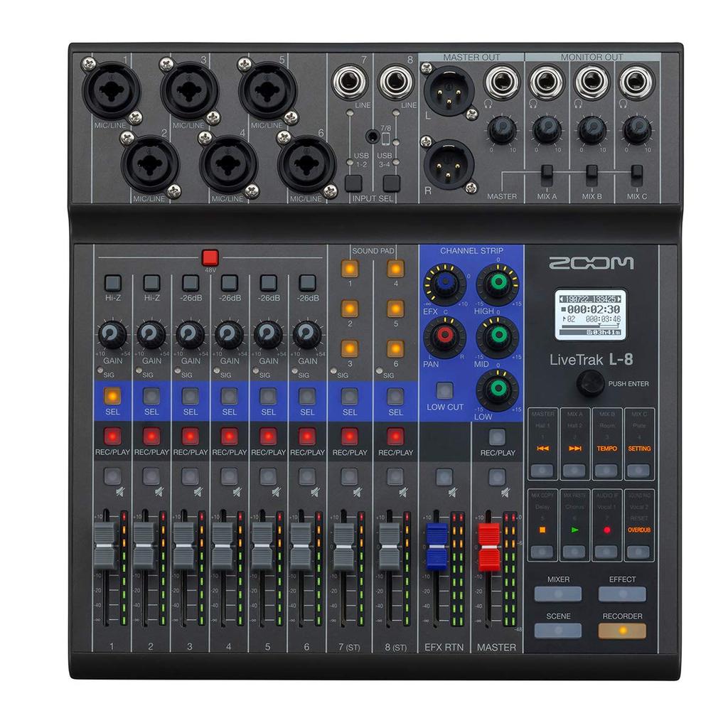 ZOOM Zoom Digital Mixer Recorder 8 Channel Mixer Live Distribution Audio Interface Multitrack Recorder L-8
