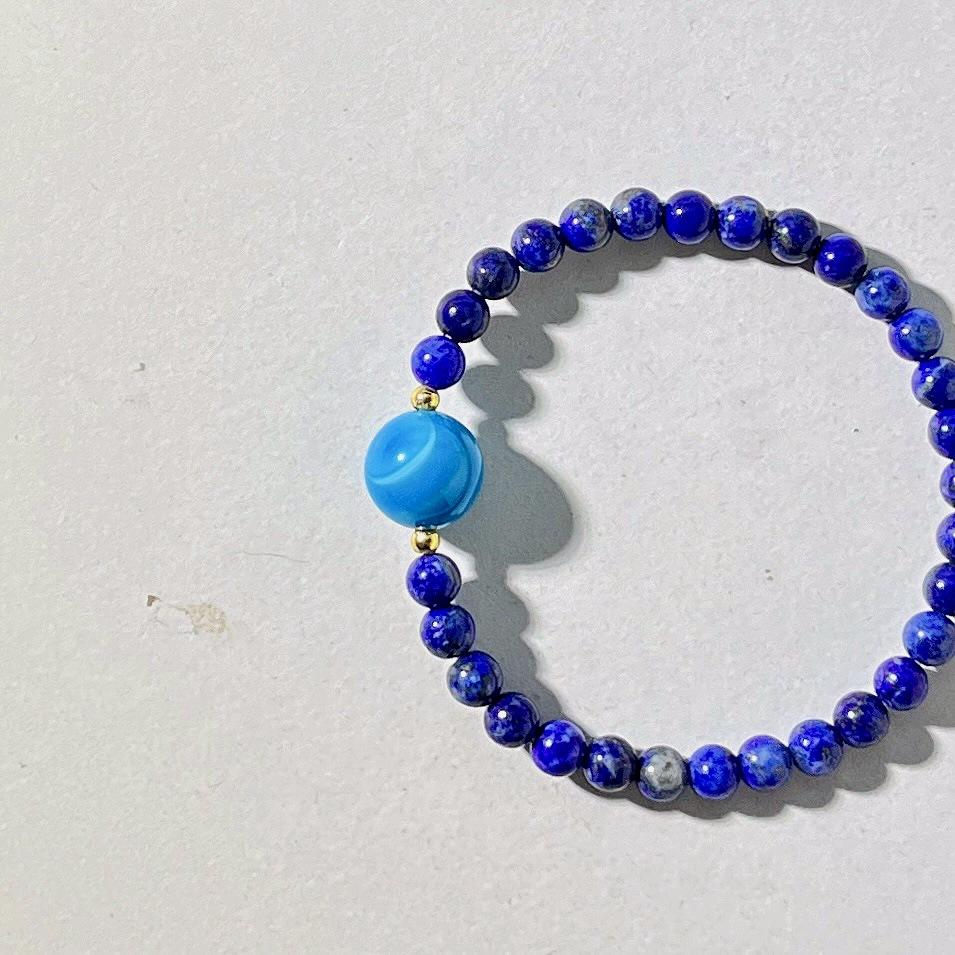 4Mm Autumn And Winter Natural Lapis Lazuli Design Sense Basic Commuter Bracelet Bracelet