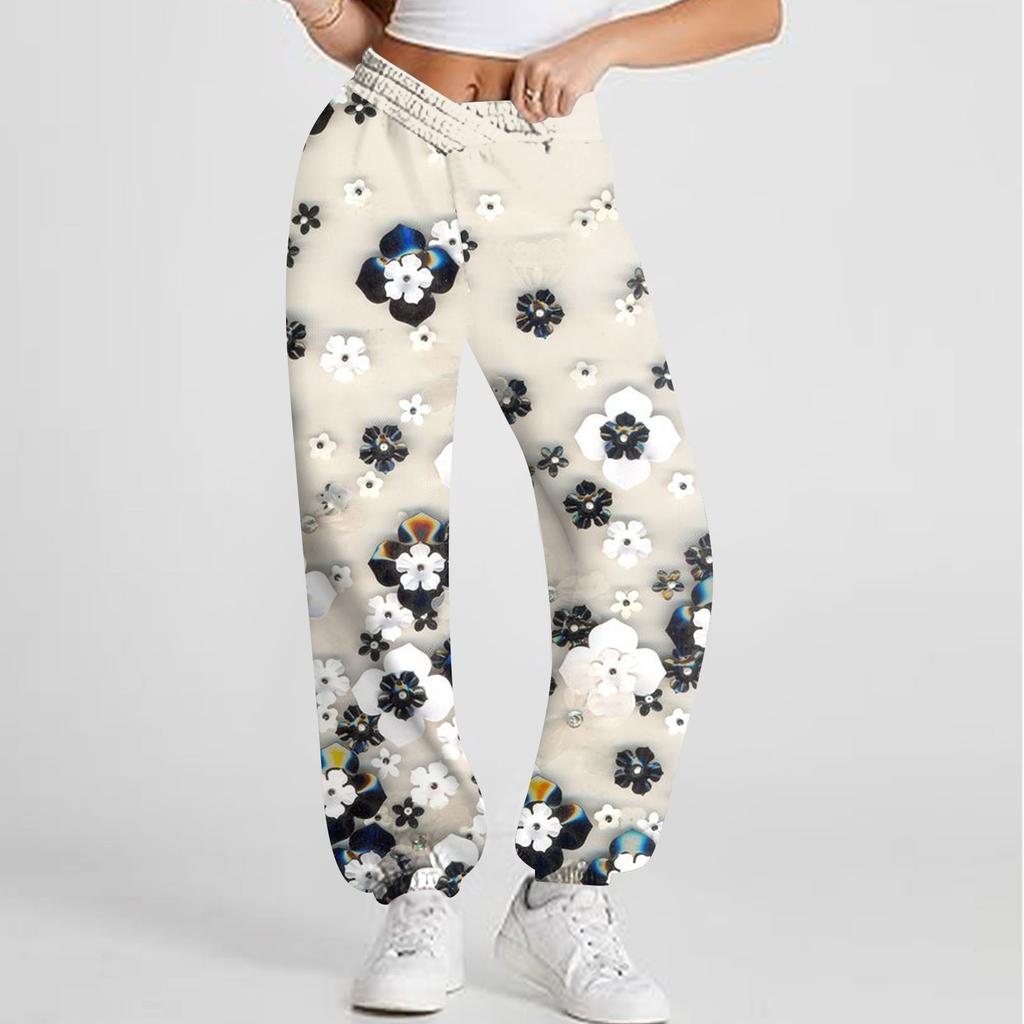 Women's Casual Fashion Printed Sweatpants Sweatpants Trousers Elastic Waisted Drawstring Pants