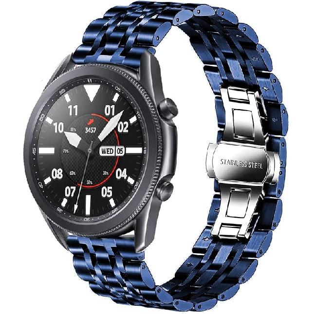 Band Compatible for Galaxy Watch 46mm / Galaxy 3 45mm, 22mm Solid Stainless Steel Metal Replacement Strap for Samsung Gear S3 Frontier/Classic/Moto