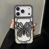 Чехол с покрытием, бабочка, полый, блестящий, с бриллиантами, для iPhone 17 16 15 14 13 Pro Max Plus, блестящий, со стразами, противоударный