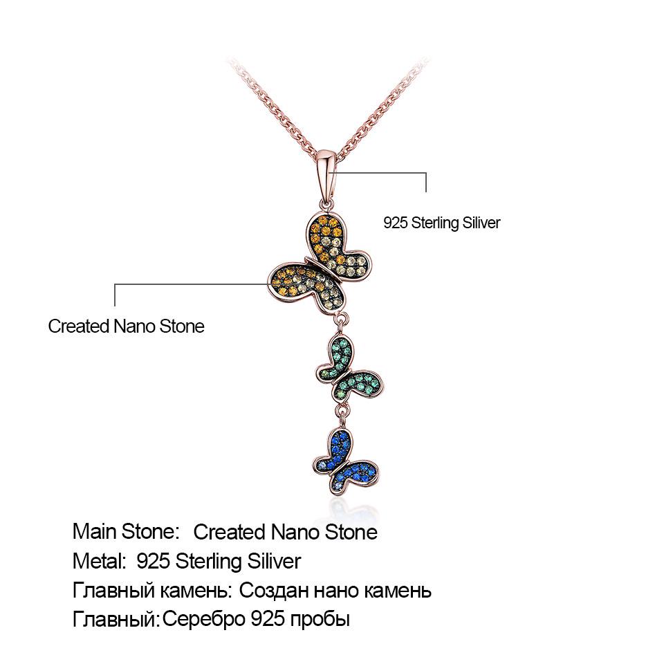 Umcho Красочное серебряное ожерелье с бабочкой, подвески, твердое ожерелье из стерлингового серебра 925 пробы для женщин, подарок с цепочкой, ювелирные изделия