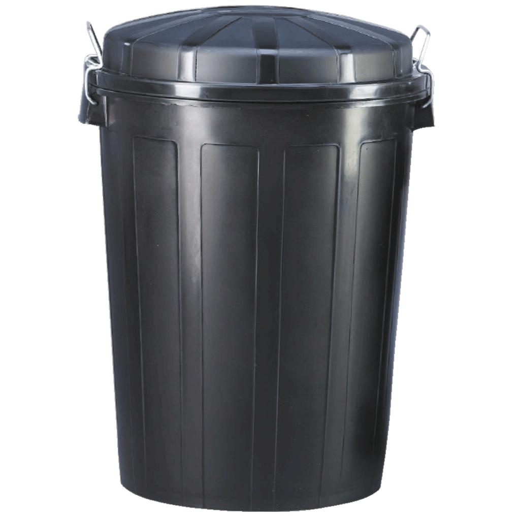 Universal waste bin with lid, round, 95L, black