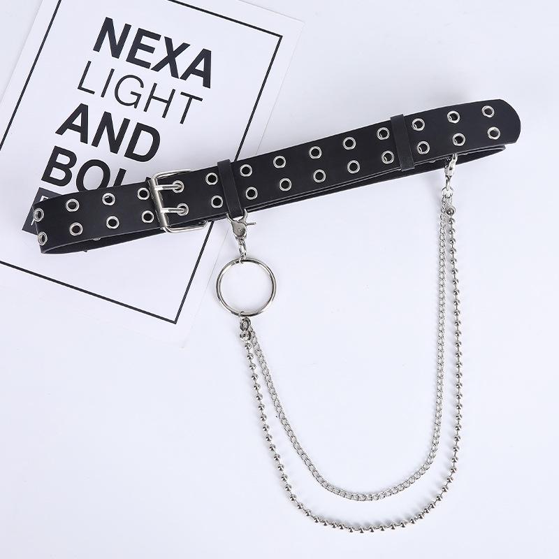 Chic Women's Double Eyelet Belt - European & American Fashion, Korean Style, Elegant All-Match Accessory