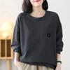 Spring Autumn Round Neck Women's Clothing Solid Color Pullover Lantern Long Sleeve Loose Hoodies Elegant Fashion Pockets Tops