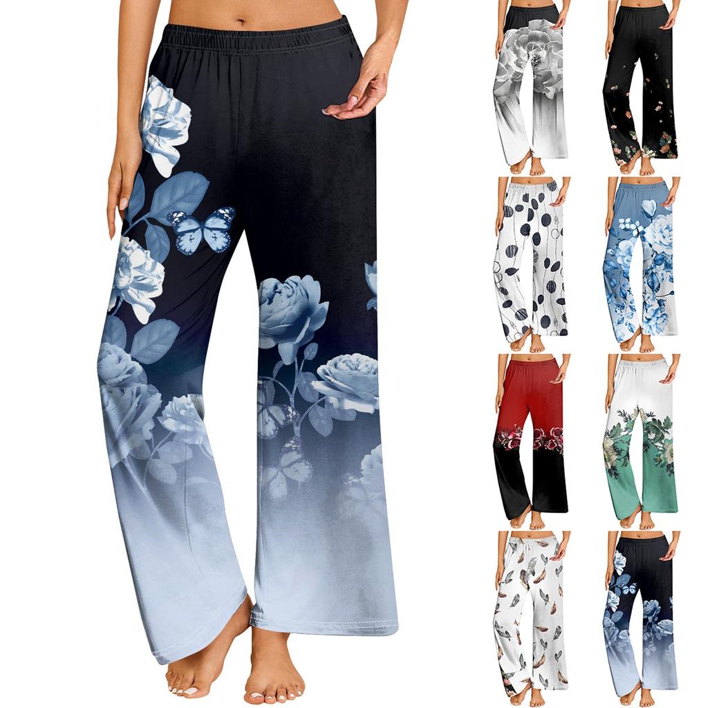 Women's Printed Casual Elastic Waist Comfortable Straight Tube Loose Pants