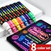 Neon Led Board Marker Set (8 Colors) - 10Mm Broad Chisel Tip Fluorescent Pen For Shop Advertising, Writable On Led Light Panel,