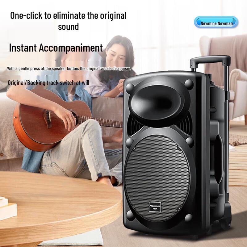 NEWMINE B12 12-дюймовая Bluetooth-колонка на колесиках с двумя микрофонами, штекер CN (адаптер в комплекте) (Китайская версия)