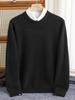 Men's Plus Size Loose Fit Pure Wool Round Neck Sweater, Autumn/Winter Cashmere Knitted Top