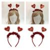 Delicate Banquet Party Hair Hoop with Heart Girls Valentines Headband with Tinsel Woman Teens Glitter Hair Accessory